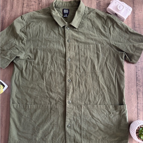 BDG Olive Green Casual Button Down Shirt 100%Cotton - Picture 1 of 11